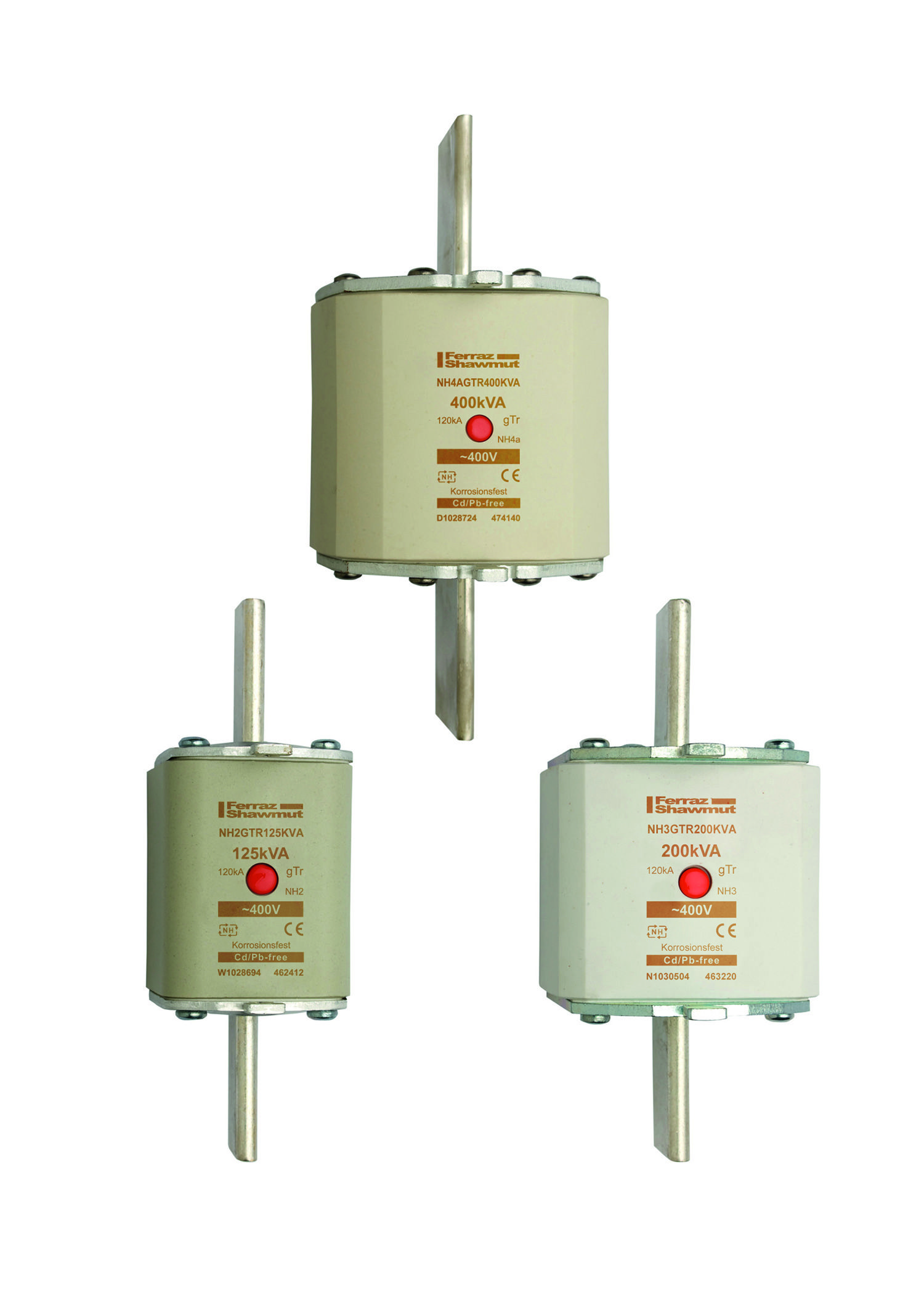 G1030498 - NH fuse-link gTr, 400VAC, size 2, 200KVA, centre indicator/live tags